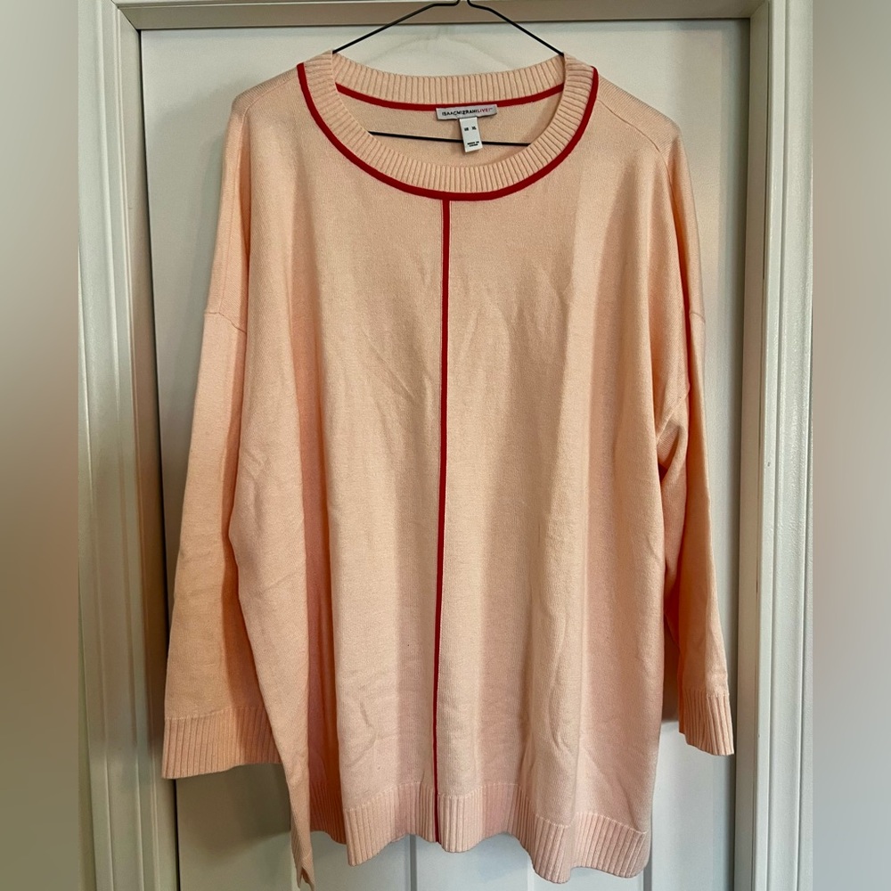 Isaac Mizrahi Live! drop-shoulder pullover sweater lightpink color XL